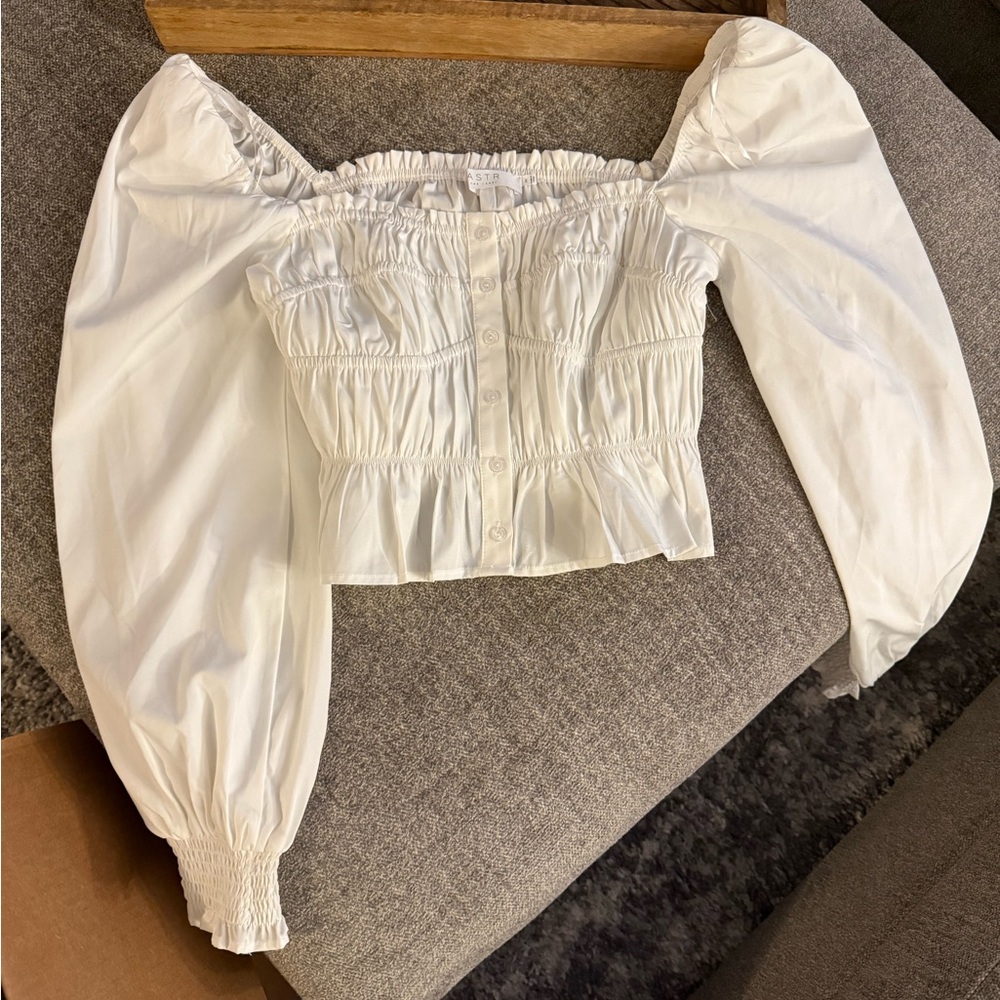 Astr White Ruched Blouse